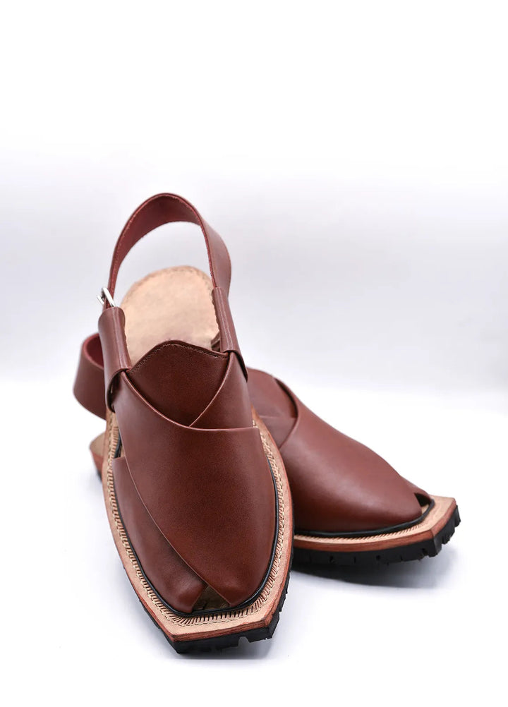 Alif Yay Plain Nyrosi Brown Peshawri Chappal Black AY FW17