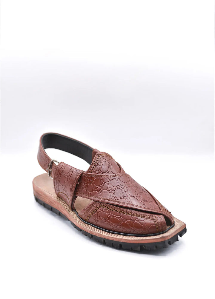 Alif Yay Textured Nyrosi Brown Peshawri Chappal Black AY FW18