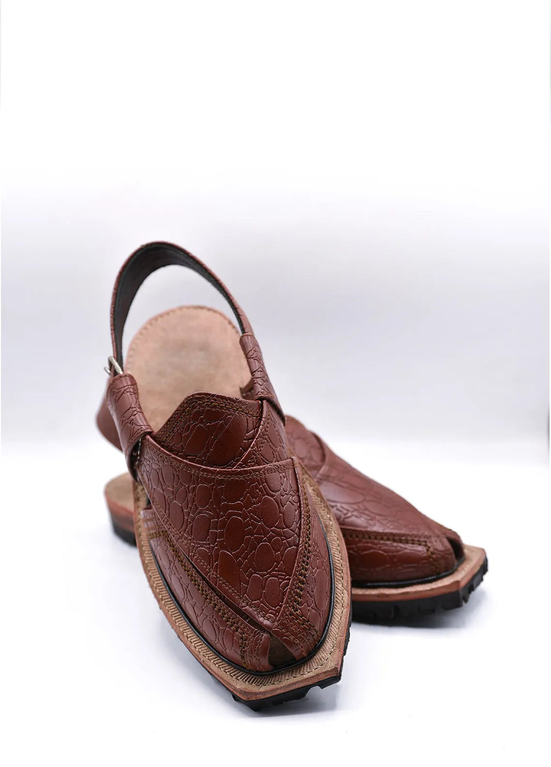 Alif Yay Textured Nyrosi Brown Peshawri Chappal Black AY FW18