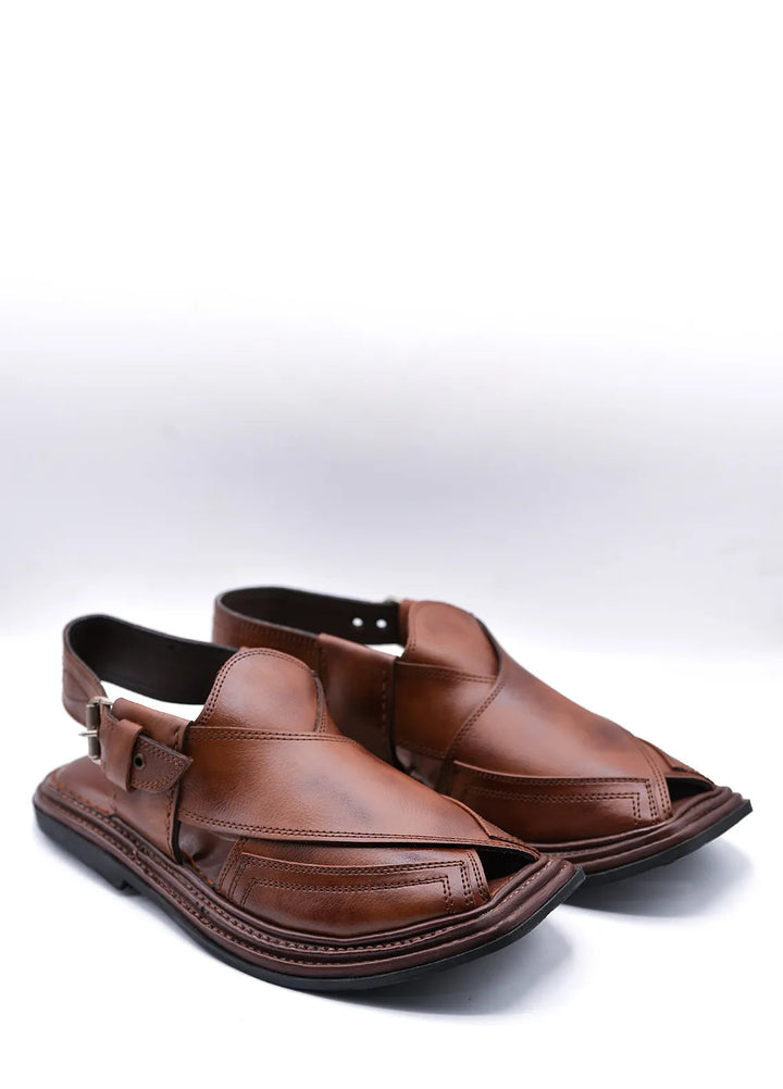 Alif Yay Textured Peshawar Zalmi Brown Texture Peshawri Chappal AY FW 20