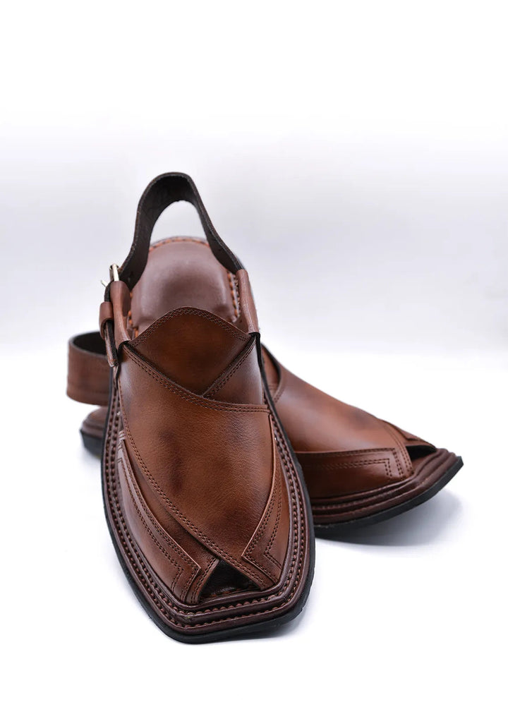 Alif Yay Textured Peshawar Zalmi Brown Texture Peshawri Chappal AY FW 20