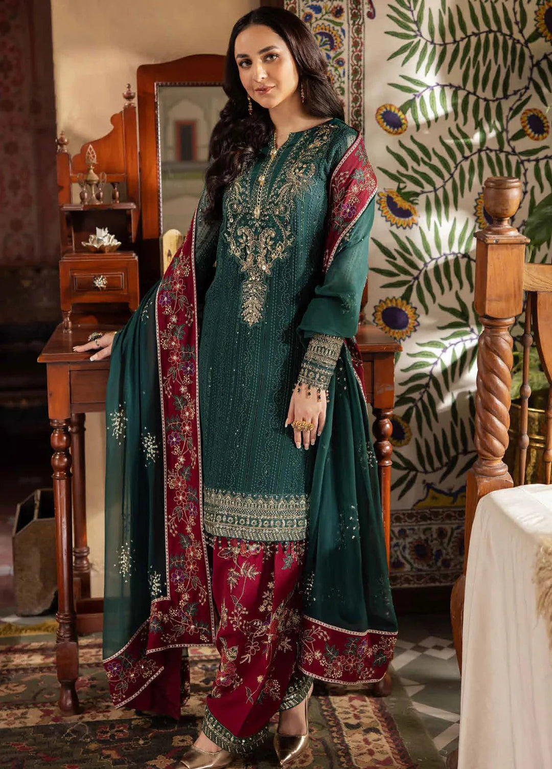 Alfaaz by Nureh Embroidered Chiffon Suits Unstitched 4 Piece NU24AF NL-74 - Formal Collection