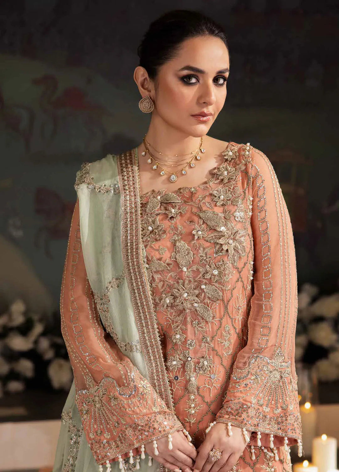 Alfaaz by Nureh Embroidered Chiffon Suits Unstitched 4 Piece NU24AF NL-79 - Formal Collection