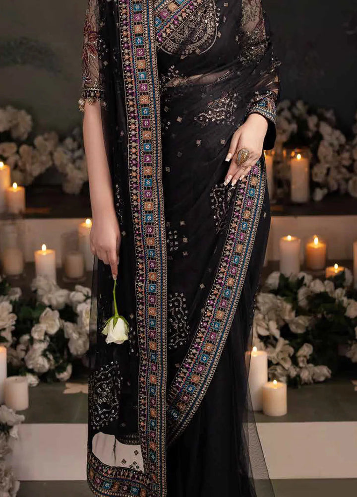Alfaaz by Nureh Embroidered Net Unstitched Saree NU24AF NL-78 - Formal Collection