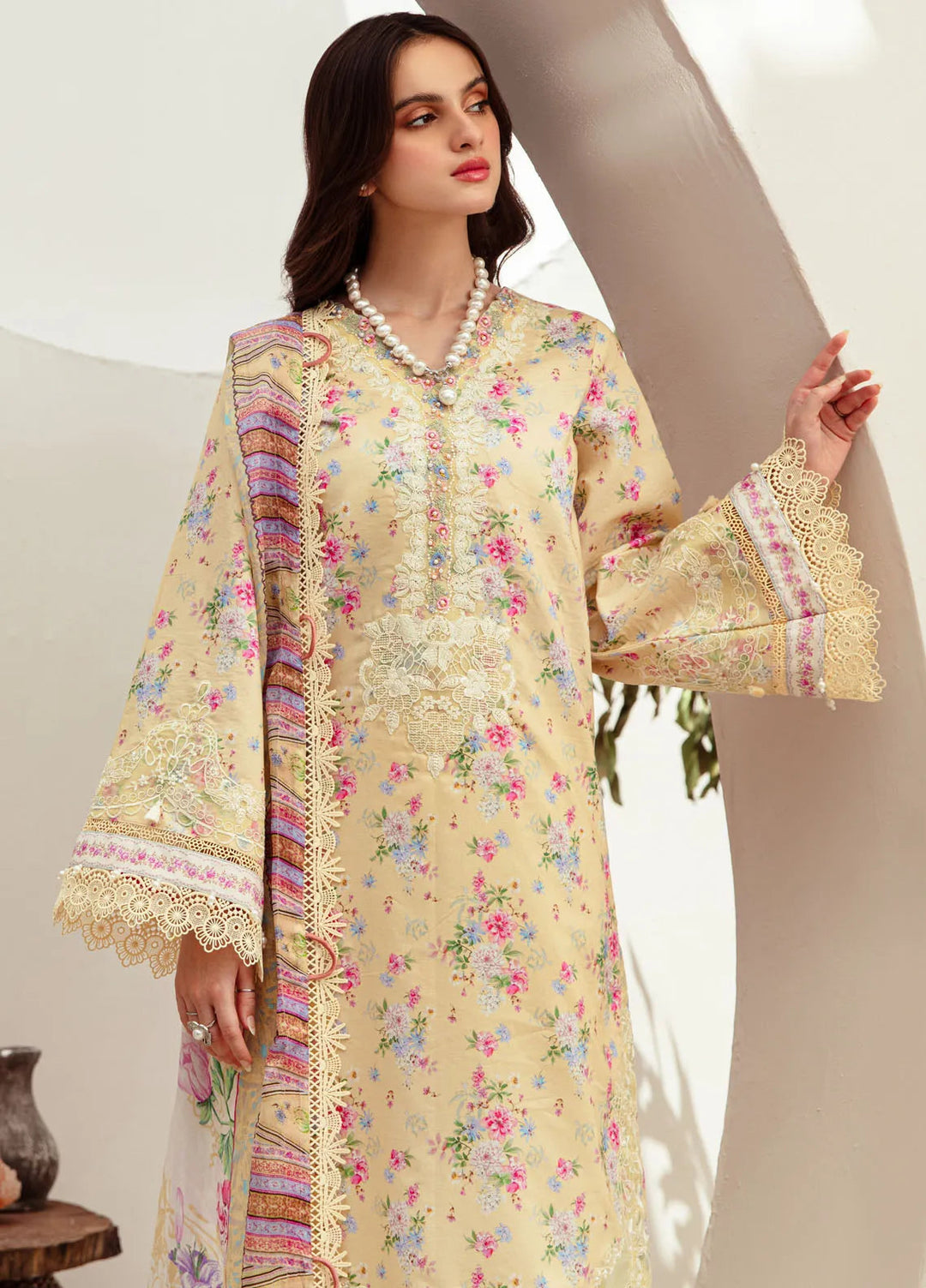 Alif Affordable by Ajr Embroidered Lawn Suit Unstitched 3 Piece AJR24AA AFL-05 Sunny Delight - Summer Collection