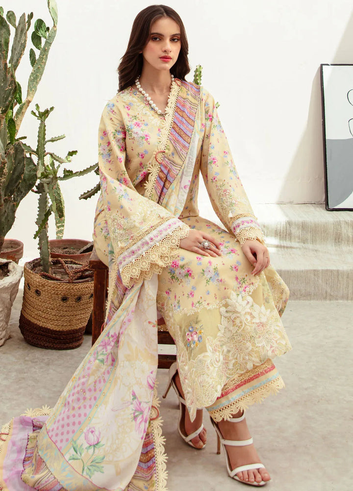 Alif Affordable by Ajr Embroidered Lawn Suit Unstitched 3 Piece AJR24AA AFL-05 Sunny Delight - Summer Collection