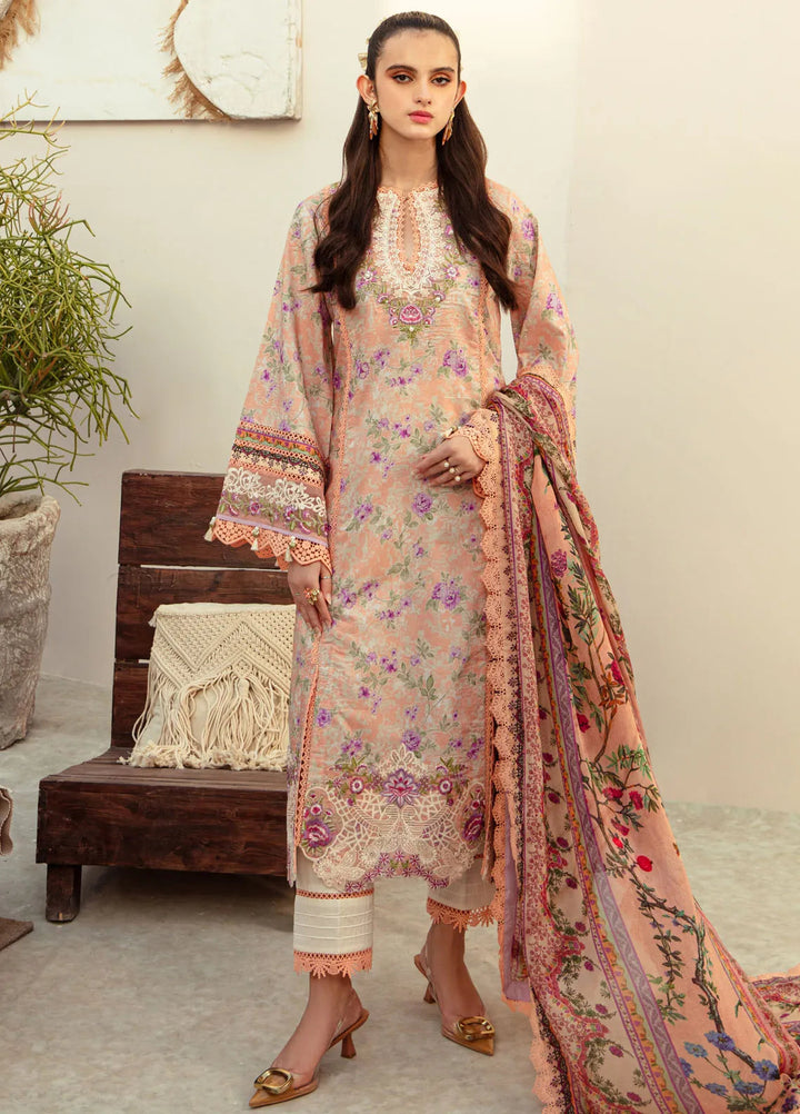 Alif Affordable by Ajr Embroidered Lawn Suit Unstitched 3 Piece AJR24AA AFL-07 Coral Blush - Summer Collection