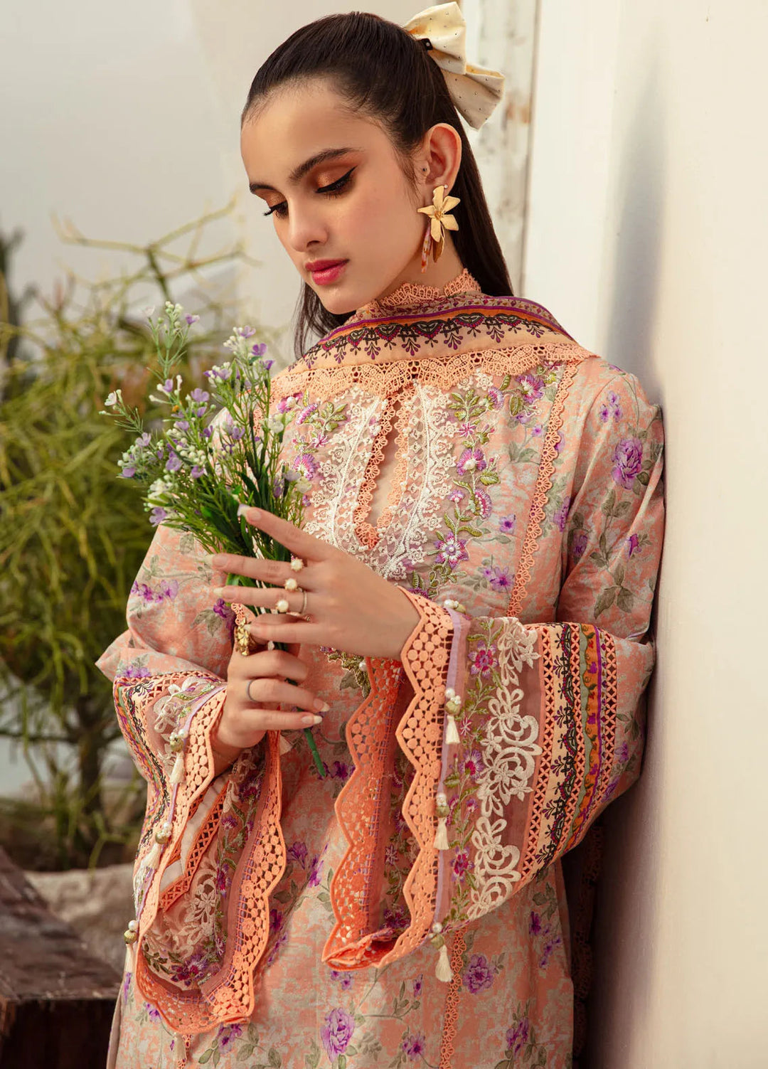 Alif Affordable by Ajr Embroidered Lawn Suit Unstitched 3 Piece AJR24AA AFL-07 Coral Blush - Summer Collection