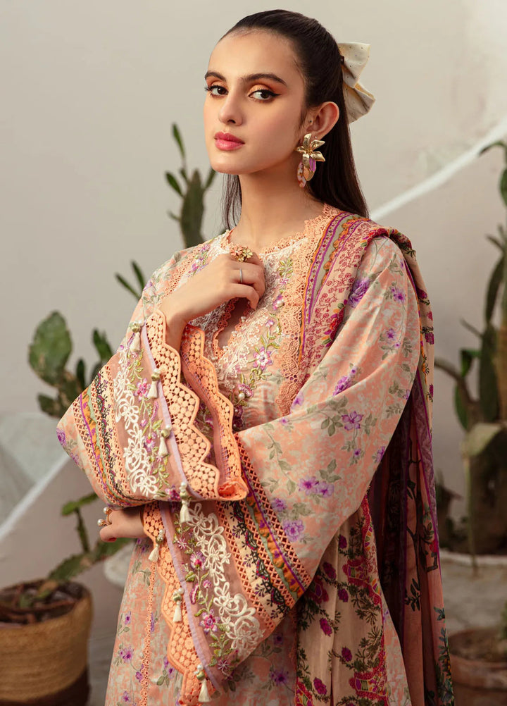 Alif Affordable by Ajr Embroidered Lawn Suit Unstitched 3 Piece AJR24AA AFL-07 Coral Blush - Summer Collection
