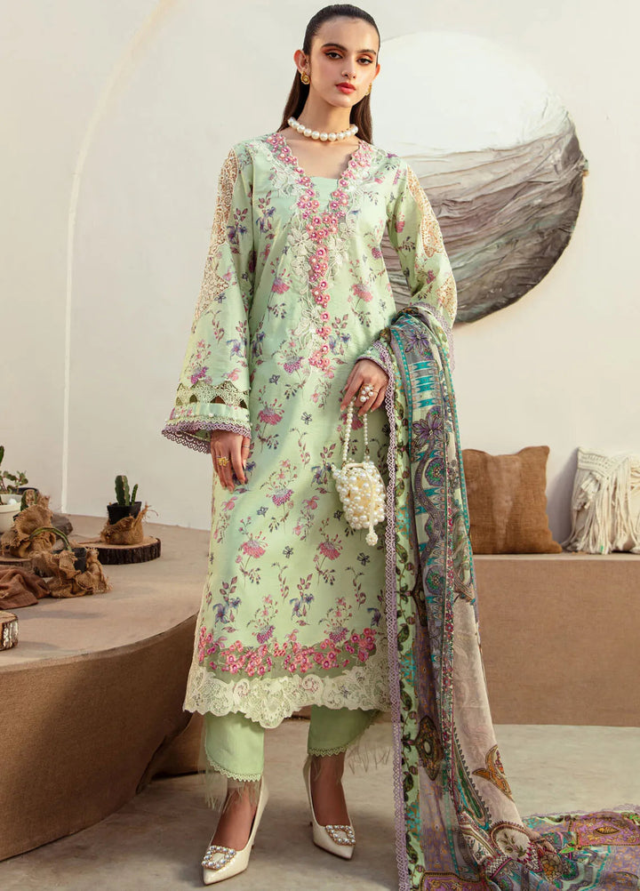 Alif Affordable by Ajr Embroidered Lawn Suit Unstitched 3 Piece AJR24AA AFL-08 Mint Magic - Summer Collection