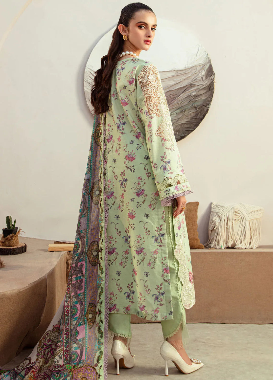 Alif Affordable by Ajr Embroidered Lawn Suit Unstitched 3 Piece AJR24AA AFL-08 Mint Magic - Summer Collection
