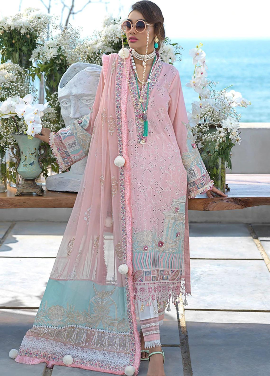 Alif By AJR Couture Embroidered Lawn Suits Unstitched 3 Piece AJR22L AL-08 Cornelia - Luxury Collection