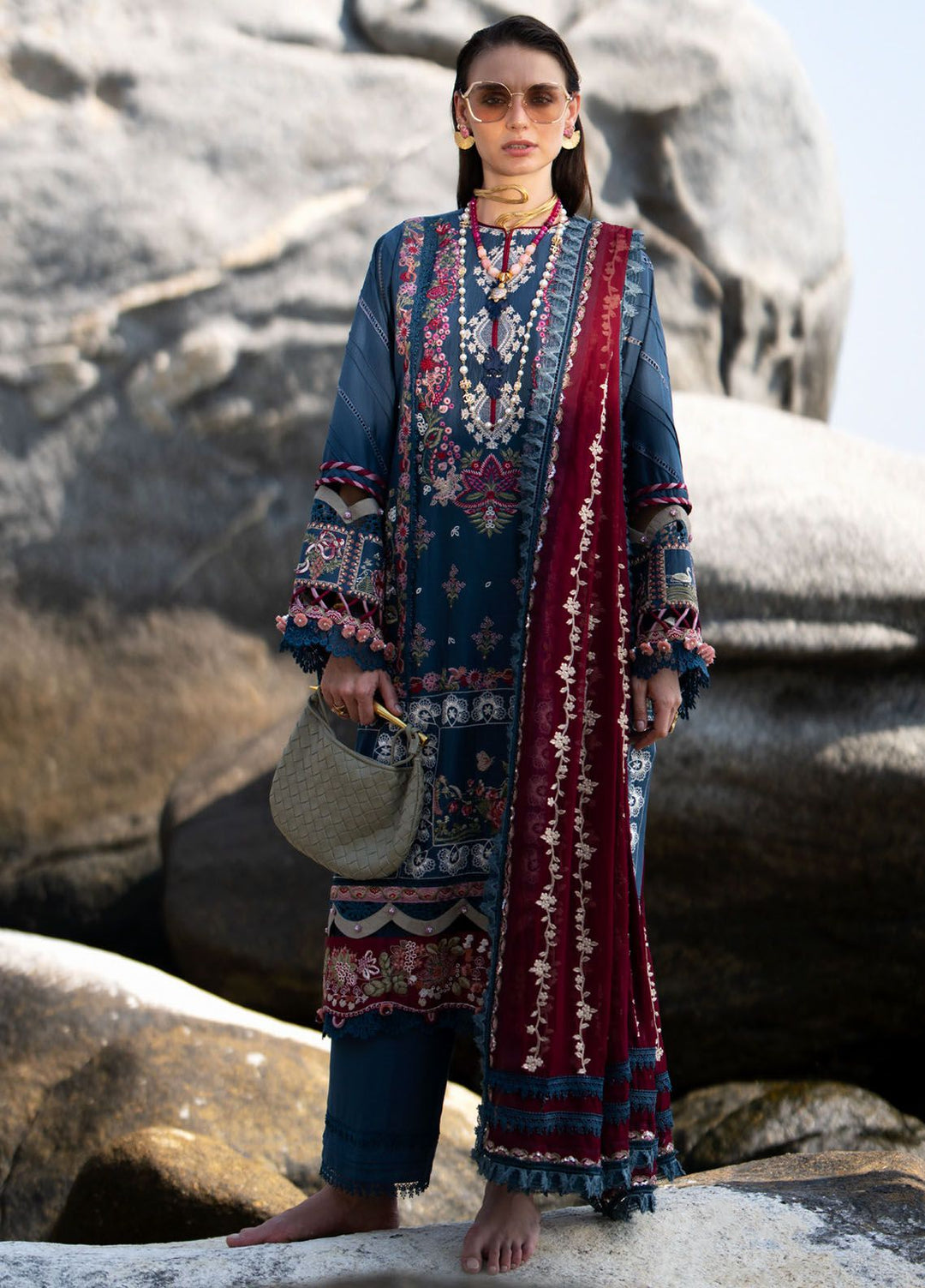 Alif by AJR Couture Embroidered Lawn Suits Unstitched 3 Piece AJR24AL ASL-02 Ayra - Luxury Summer Collection
