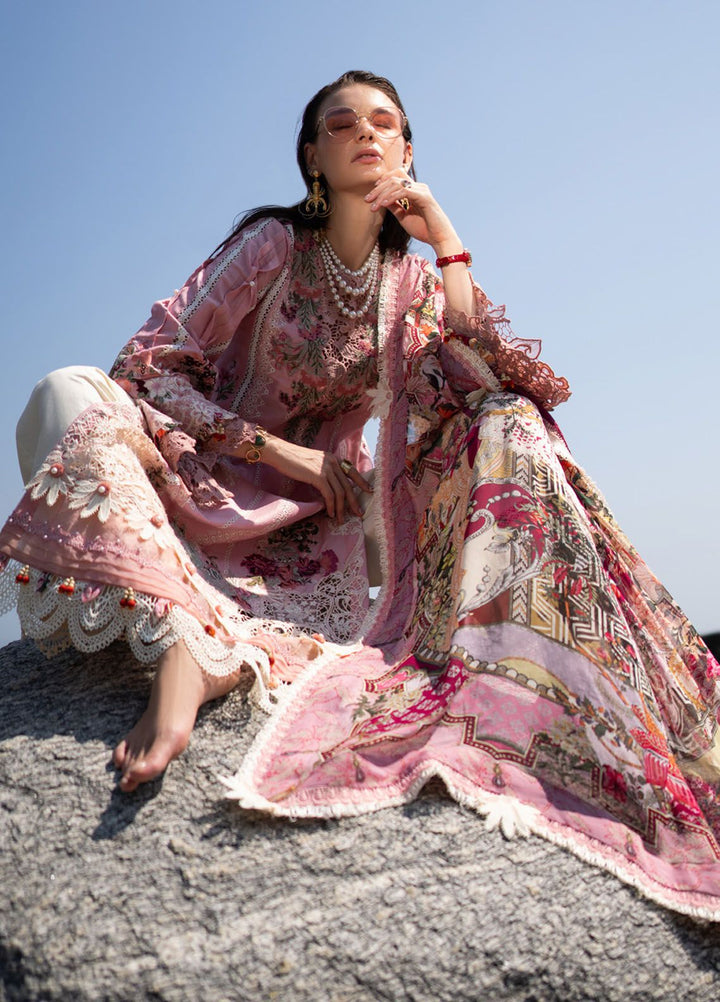 Alif by AJR Couture Embroidered Lawn Suits Unstitched 3 Piece AJR24AL ASL-04 Rosy - Luxury Summer Collection