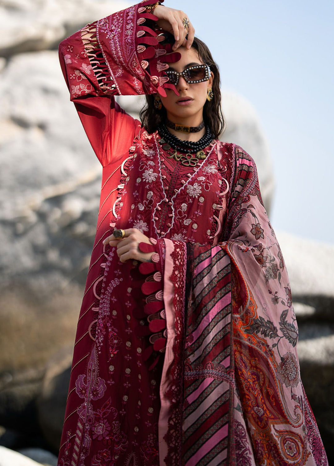 Alif by AJR Couture Embroidered Lawn Suits Unstitched 3 Piece AJR24AL ASL-05 Eleganza - Luxury Summer Collection