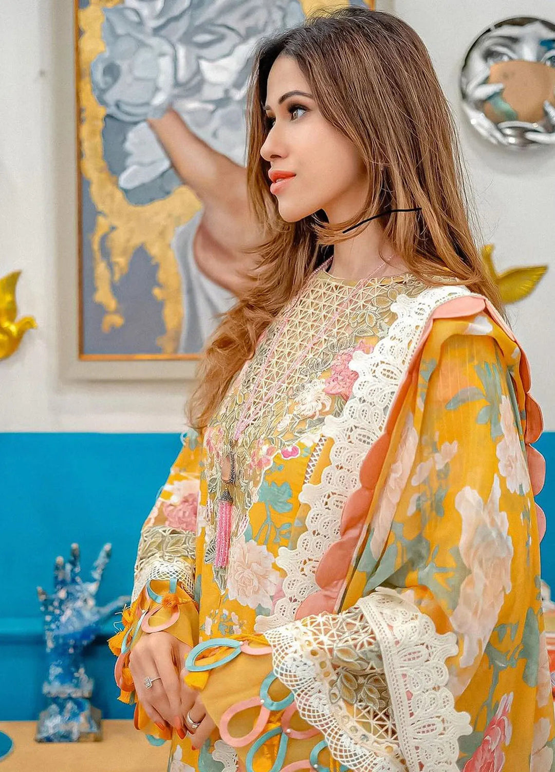 Alif by AJR Couture Embroidered Lawn Suits Unstitched 3 Piece AJR24AL ASL-07 Sunlit - Luxury Summer Collection