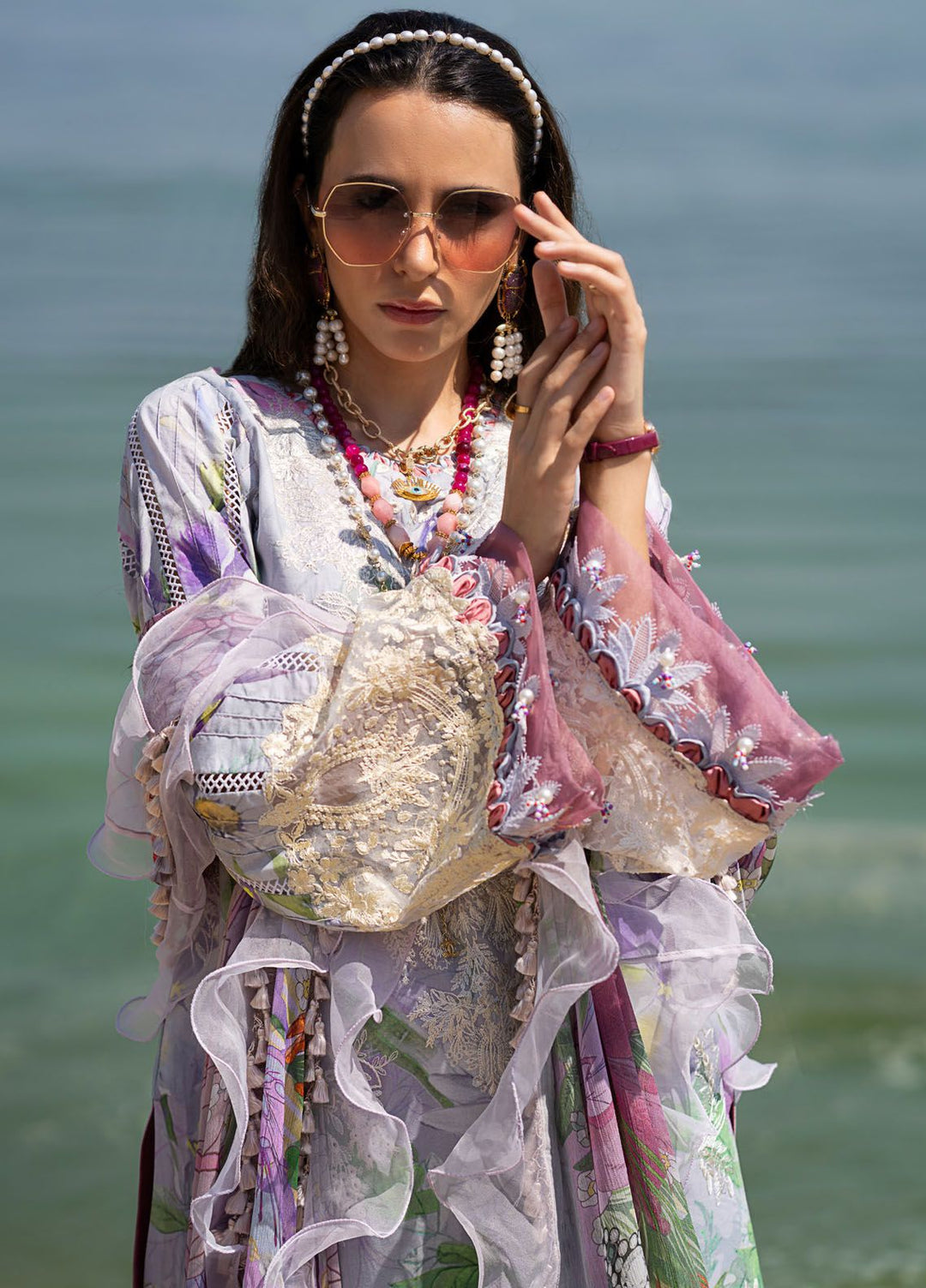 Alif by AJR Couture Embroidered Lawn Suits Unstitched 3 Piece AJR24AL ASL-09 Lyra - Luxury Summer Collection