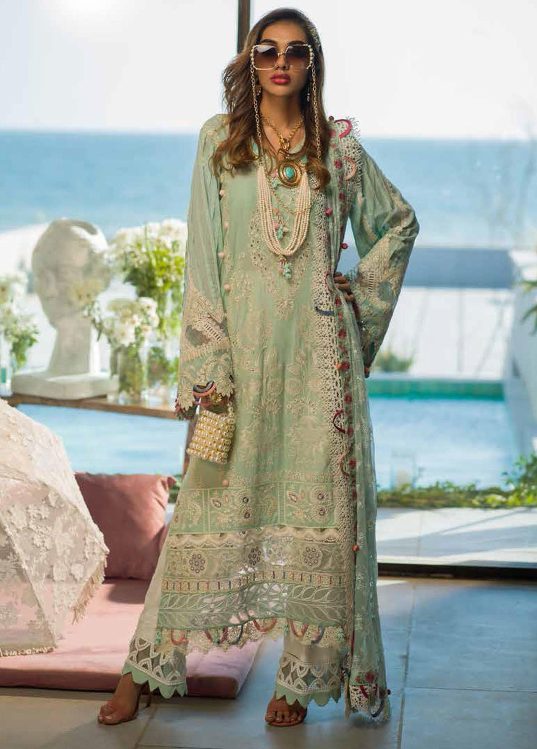 Alif By AJR Couture Embroidered Lawn Suits Unstitched 3 Piece AJR22L AL-04 Ceres - Luxury Collection