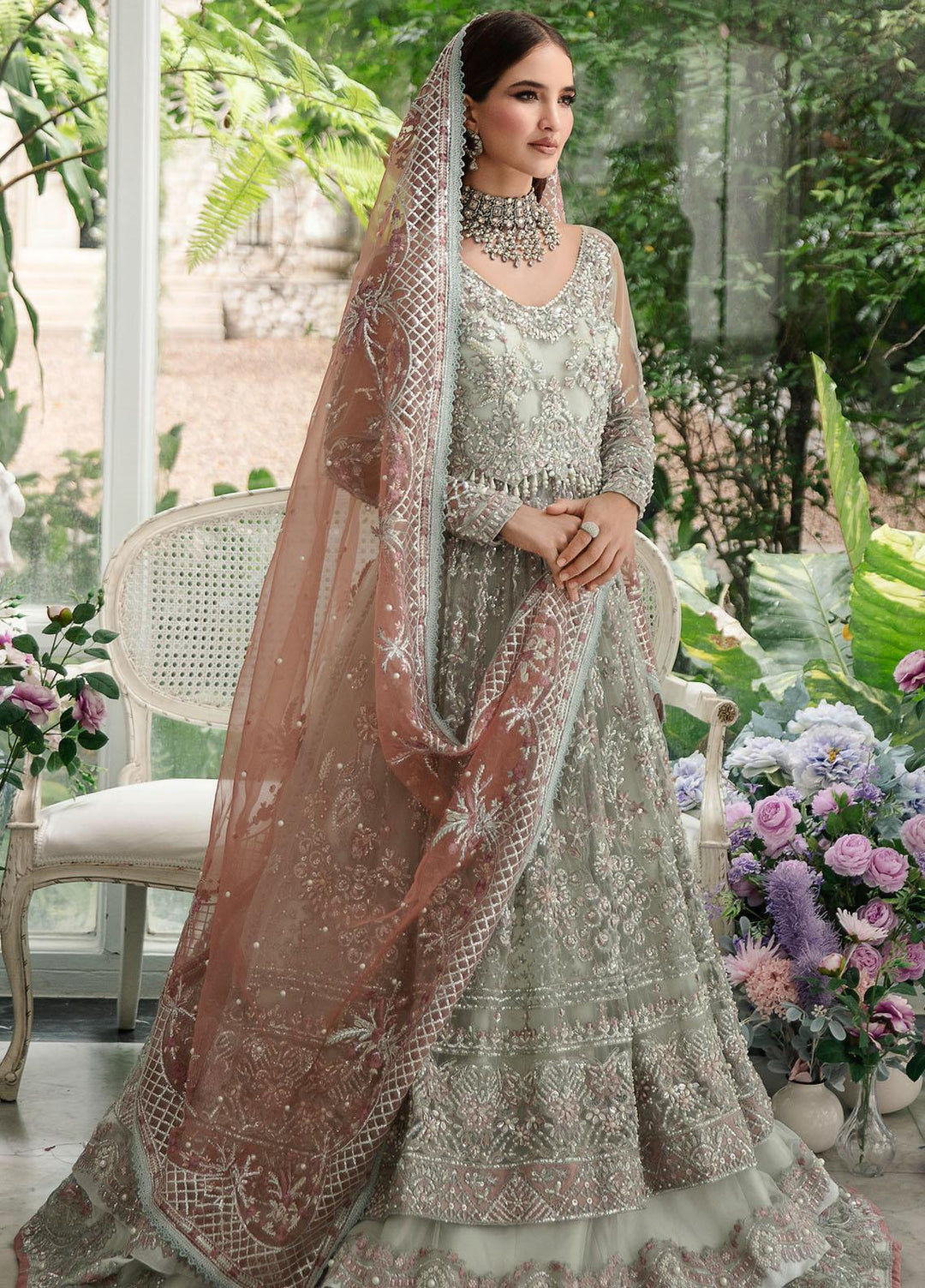 Alif By AJR Couture Embroidered Net Suits Unstitched 4 Piece AJR23AL-LW LWF-01-23 Wisteria - Luxury Wedding Collection