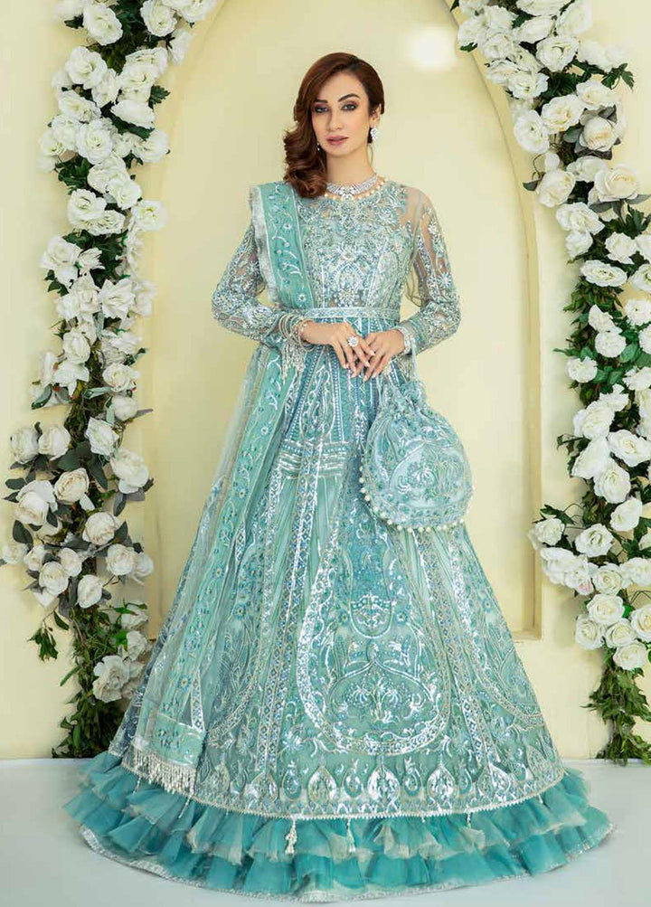 Alif By AJR Couture Embroidered Net Suits Unstitched 3 Piece AJR21WD 07 Blue Melody - Wedding Collection