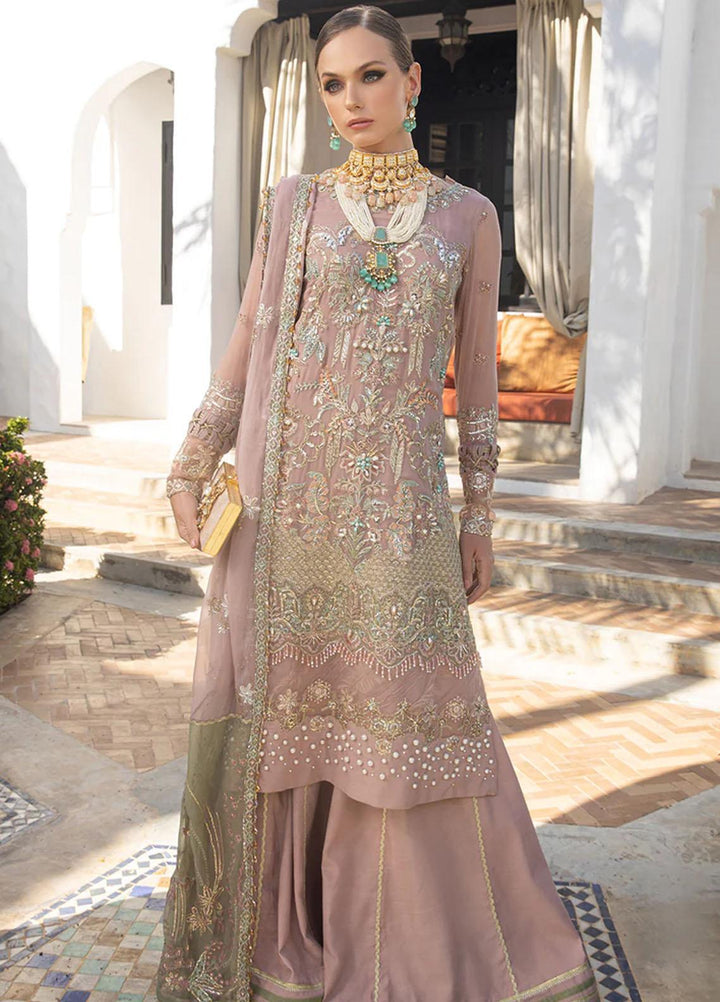 Alif By AJR Couture Embroidered Chiffon Suits Unstitched 4 Piece AJR23AL ALC-02 Dahlia - Luxury Collection