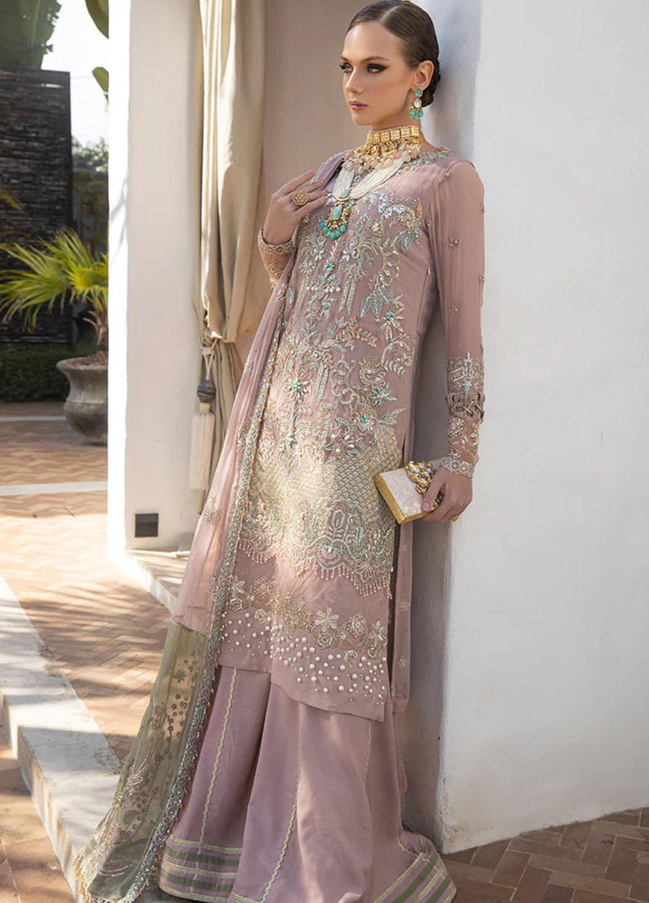 Alif By AJR Couture Embroidered Chiffon Suits Unstitched 4 Piece AJR23AL ALC-02 Dahlia - Luxury Collection