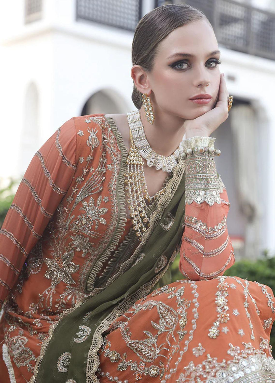 Alif By AJR Couture Embroidered Chiffon Suits Unstitched 4 Piece AJR23AL ALC-03 Flora - Luxury Collection