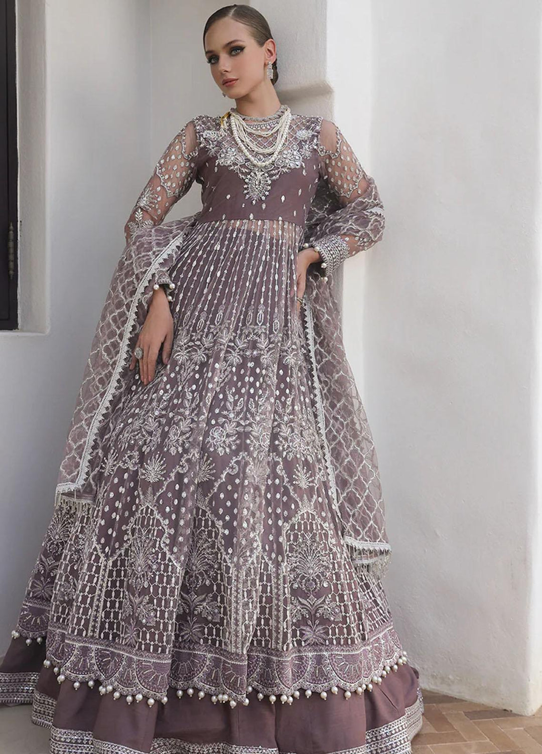 Alif By AJR Couture Embroidered Net Suits Unstitched 4 Piece AJR23AL ALC-04 Blossom - Luxury Collection