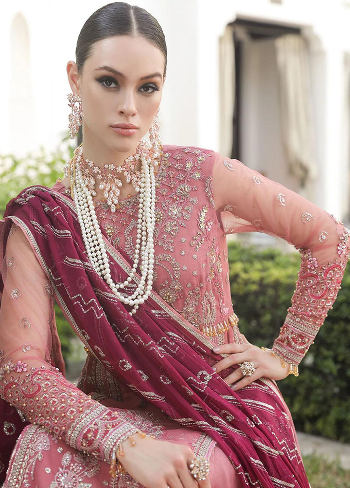 Alif By AJR Couture Embroidered Net Suits Unstitched 4 Piece AJR23AL ALC-06 Pink Oasis - Luxury Collection