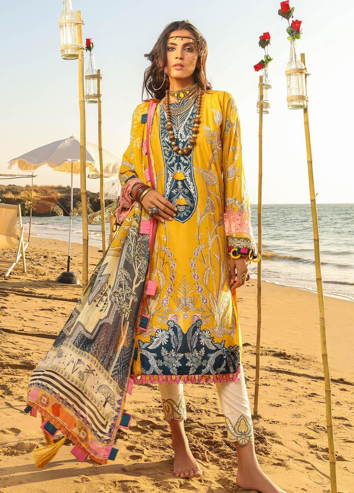 Alif by AJR Couture Embroidered Lawn Suits Unstitched 3 Piece AJR21A ALL-04 MARIGOLD - Summer Collection