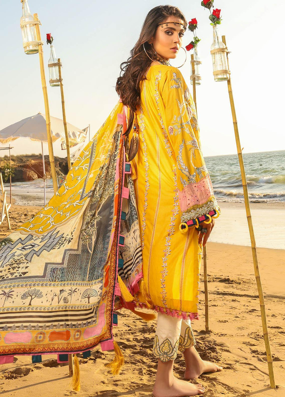 Alif by AJR Couture Embroidered Lawn Suits Unstitched 3 Piece AJR21A ALL-04 MARIGOLD - Summer Collection