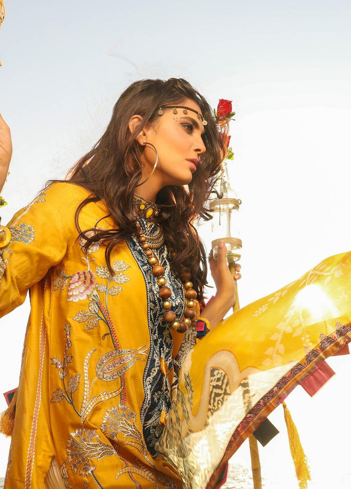 Alif by AJR Couture Embroidered Lawn Suits Unstitched 3 Piece AJR21A ALL-04 MARIGOLD - Summer Collection