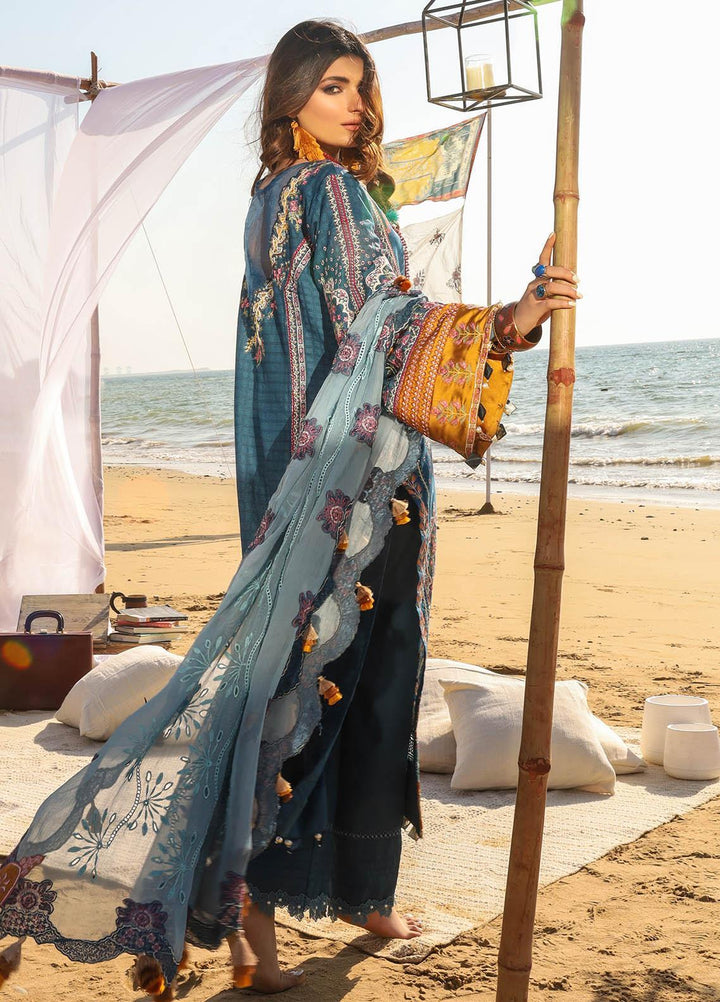 Alif by AJR Couture Embroidered Lawn Suits Unstitched 3 Piece AJR21A ALL-07 BLUE BELL - Summer Collection