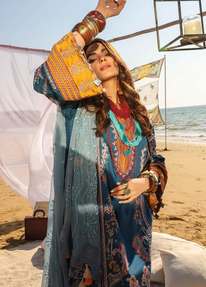 Alif by AJR Couture Embroidered Lawn Suits Unstitched 3 Piece AJR21A ALL-07 BLUE BELL - Summer Collection