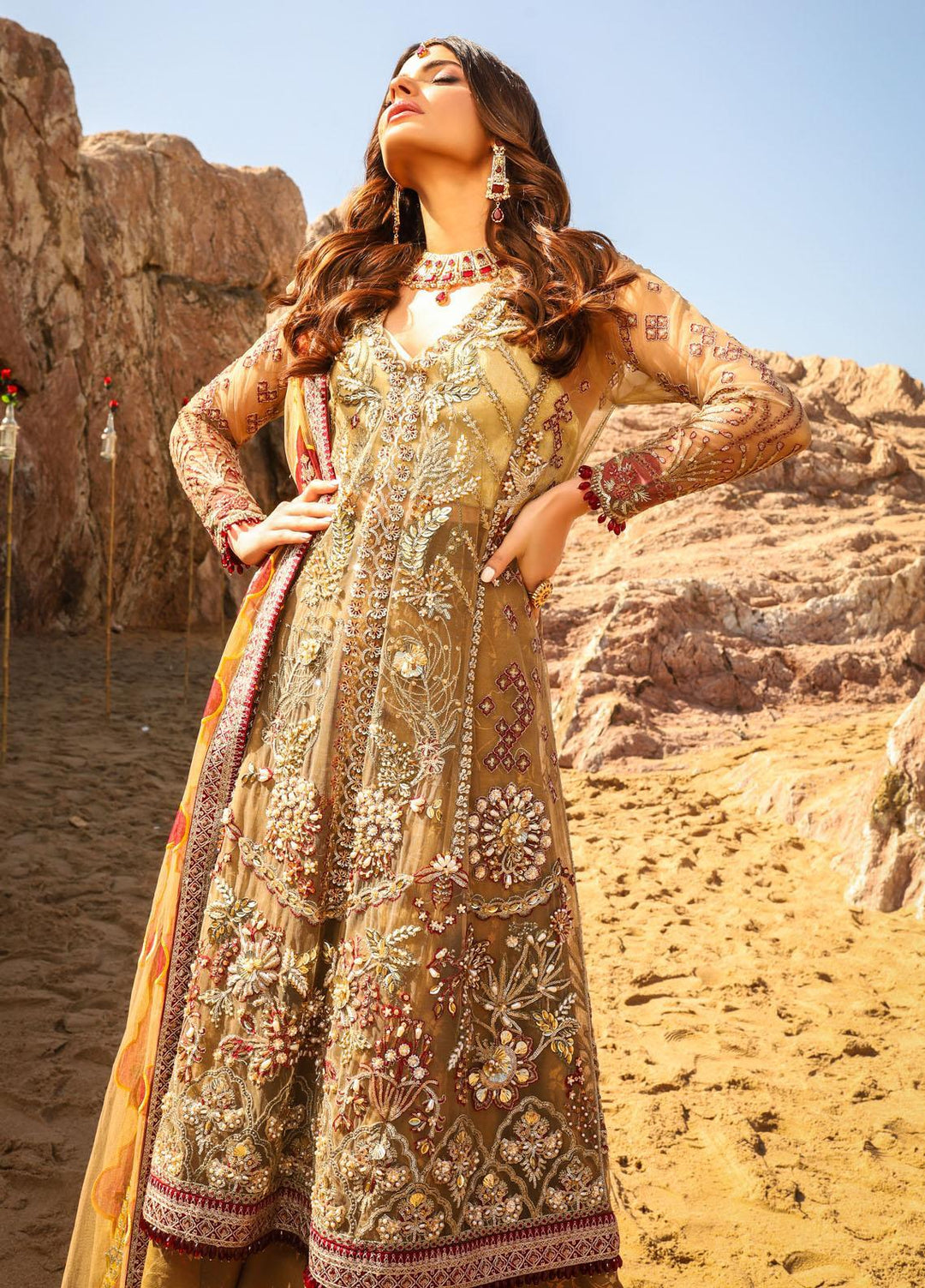 Alif by AJR Couture Embroidered Net Suits Unstitched 3 Piece AJR21WD 01 Natalie - Wedding Collection