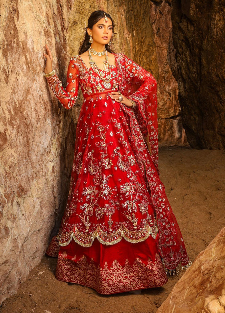 Alif by AJR Couture Embroidered Net Suits Unstitched 3 Piece AJR21WD 04 Ruby - Wedding Collection