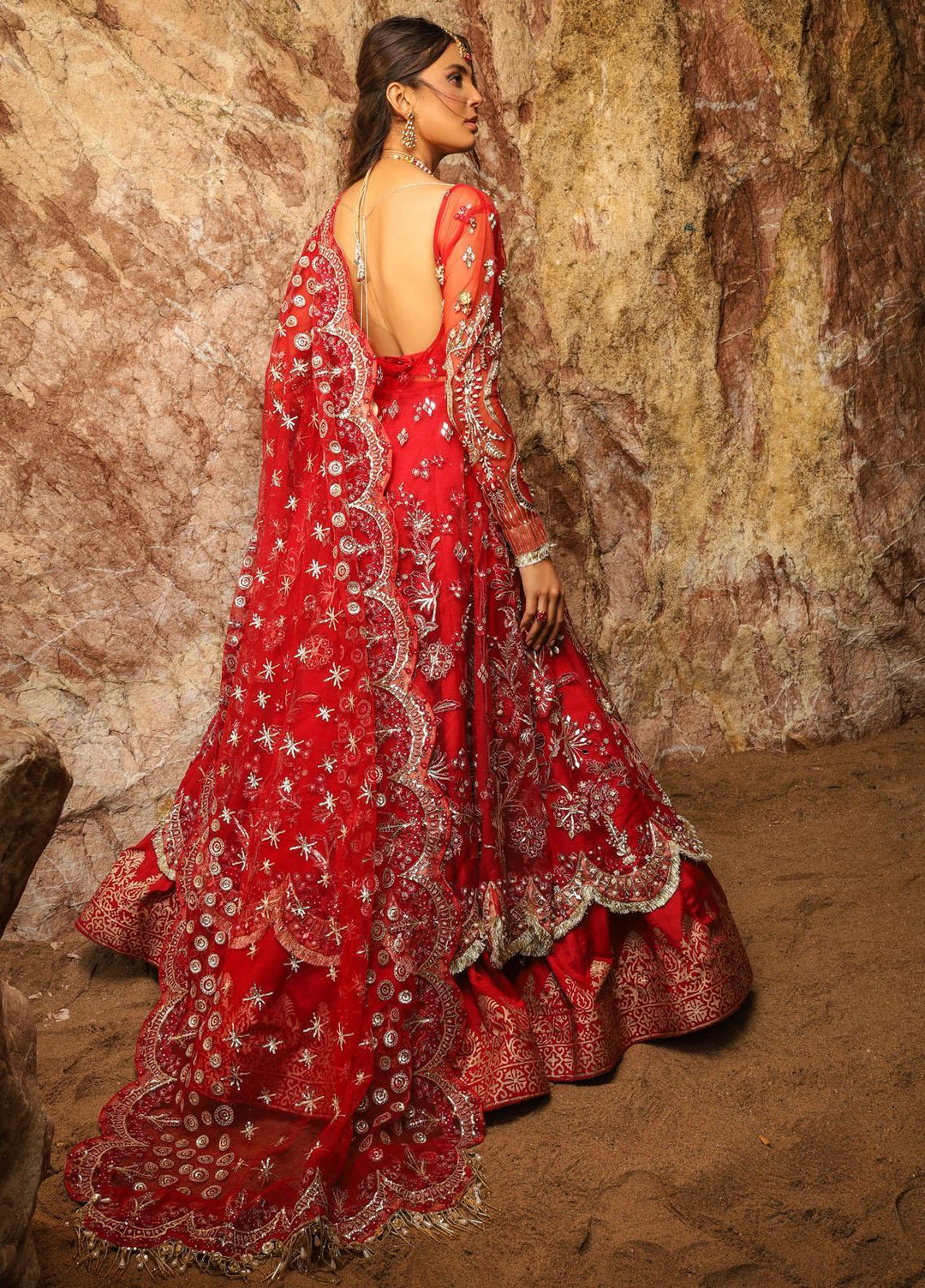 Alif by AJR Couture Embroidered Net Suits Unstitched 3 Piece AJR21WD 04 Ruby - Wedding Collection