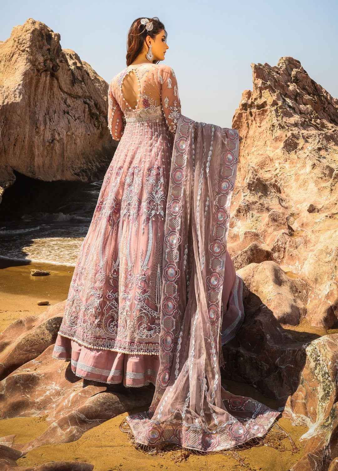 Alif by AJR Couture Embroidered Net Suits Unstitched 3 Piece AJR21WD 07 Tulip - Wedding Collection