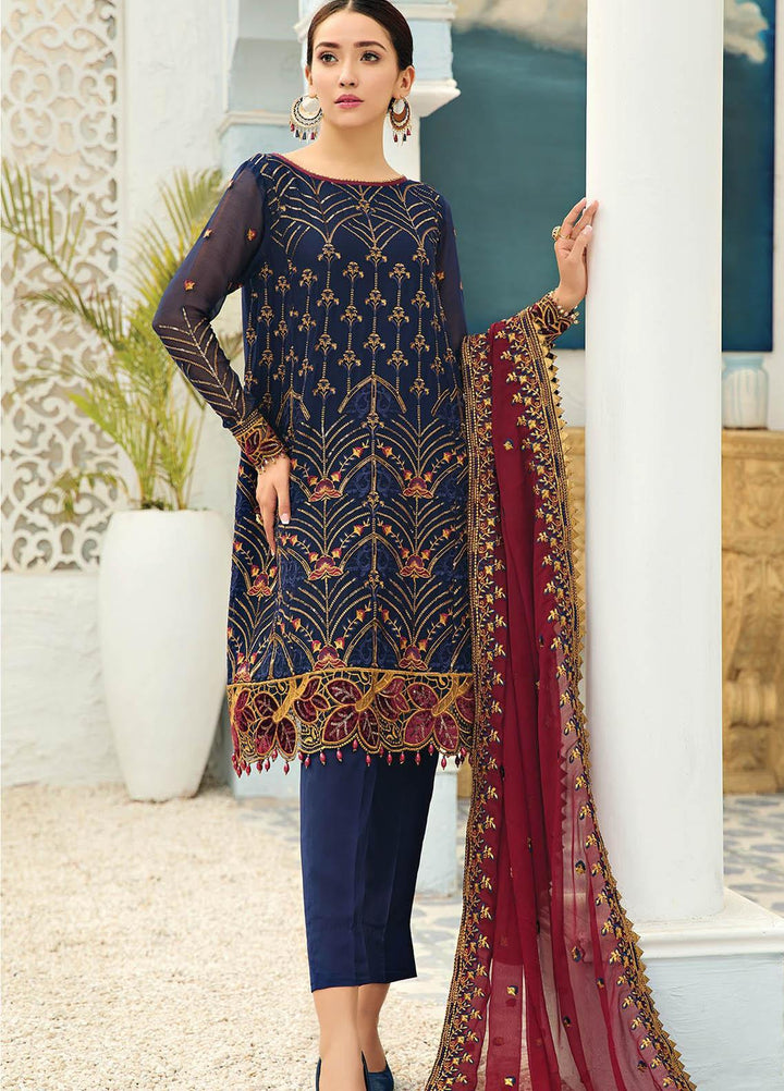 Alizeh Fashion by Bilal Embroidery Embroidered Chiffon Suits Unstitched 3 Piece AFB21-C4 01 Nightingale - Luxury Collection