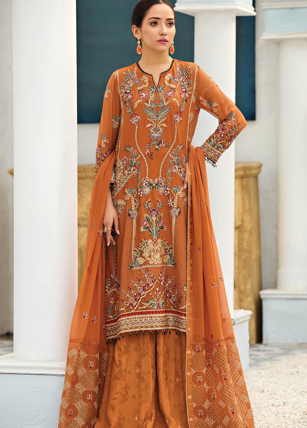 Alizeh Fashion by Bilal Embroidery Embroidered Chiffon Suits Unstitched 3 Piece AFB21-C4 04 Meraki - Luxury Collection