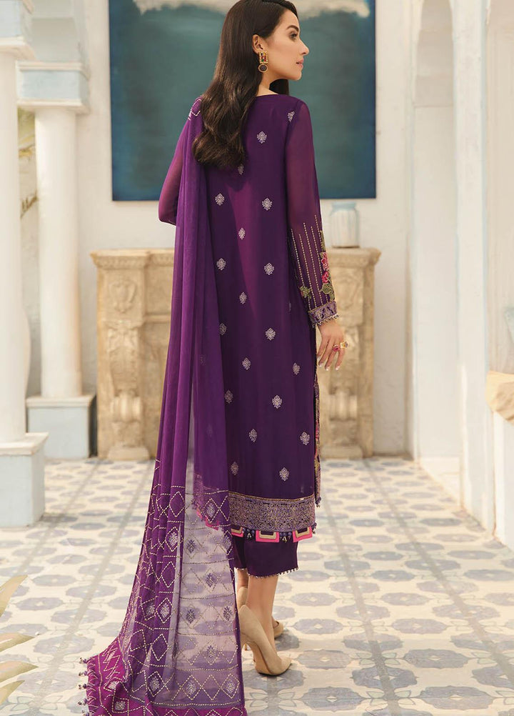 Alizeh Fashion by Bilal Embroidery Embroidered Chiffon Suits Unstitched 3 Piece AFB21-C4 05 Violet - Luxury Collection