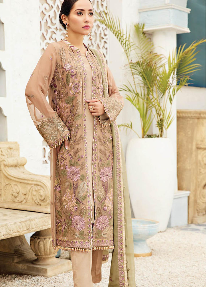 Alizeh Fashion by Bilal Embroidery Embroidered Chiffon Suits Unstitched 3 Piece AFB21-C4 08 Aura Blush - Luxury Collection