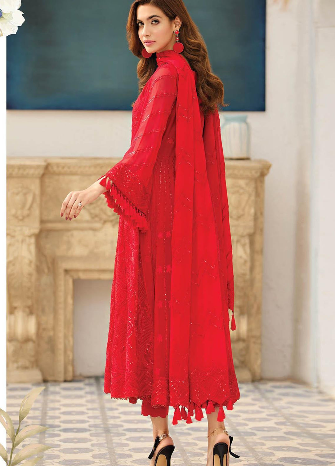 Alizeh Fashion by Bilal Embroidery Embroidered Chiffon Suits Unstitched 3 Piece AFB21-C4 09 Rosanne - Luxury Collection