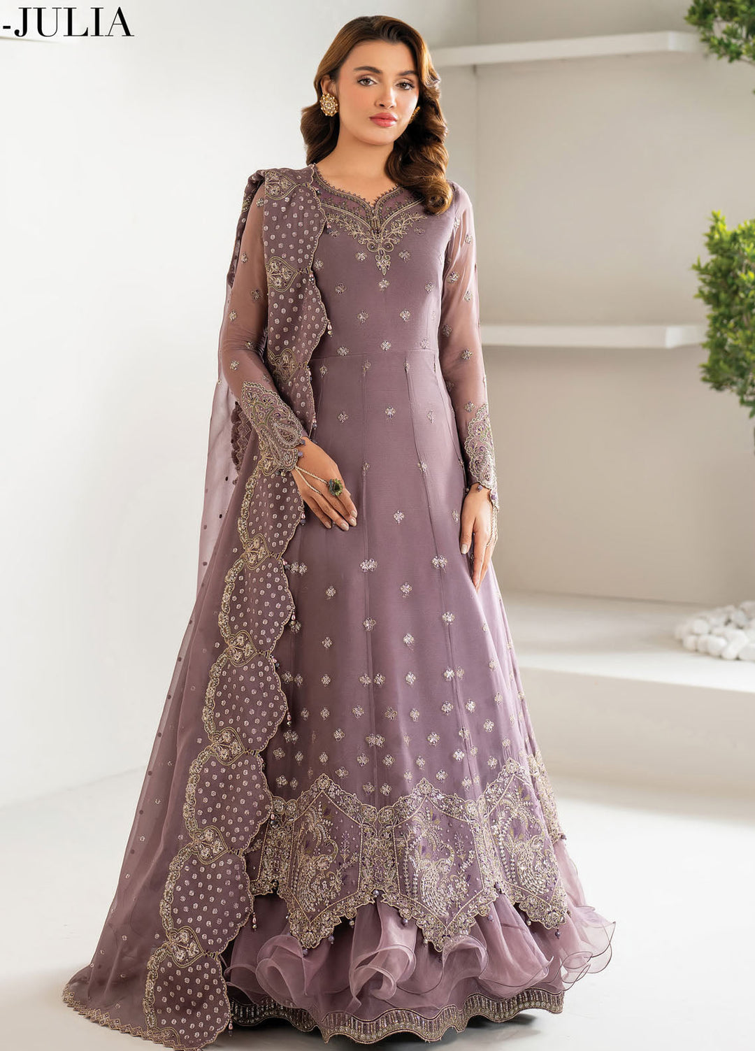 Alizeh Fashion Embroidered Chiffon Suits Unstitched 3 Piece Julia - Formals Collection