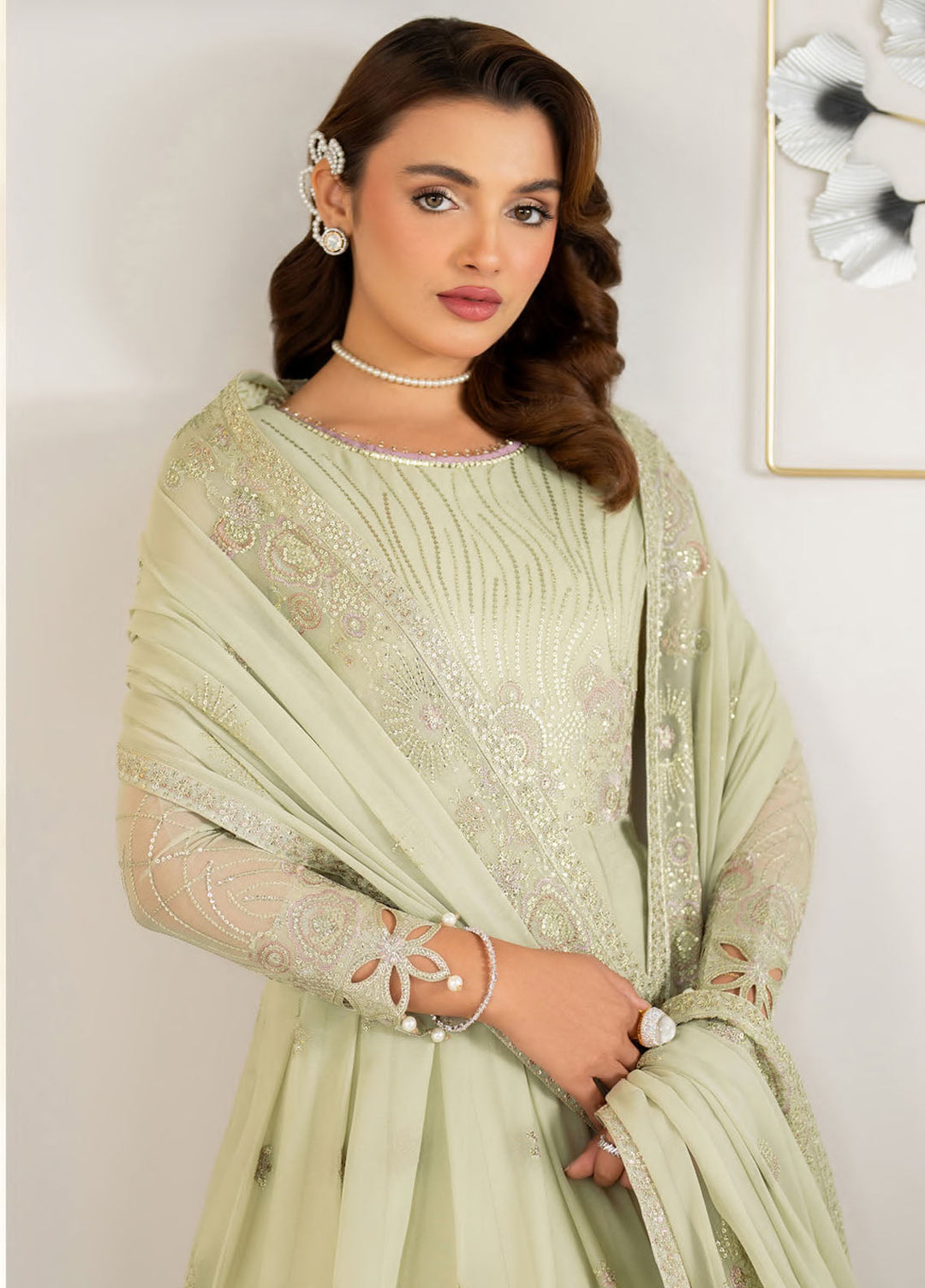 Alizeh Fashion Embroidered Chiffon Suits Unstitched 3 Piece Zenel - Formals Collection