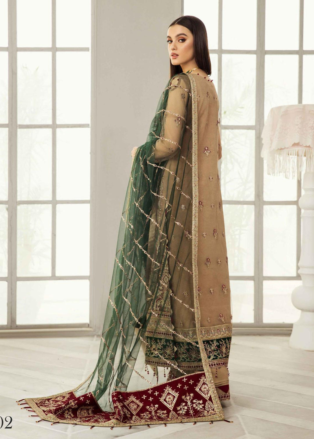 Alizeh Fashion by Bilal Embroidery Embroidered Net Suits Unstitched 3 Piece ABF22F 02 Kehkashan - Formal Collection