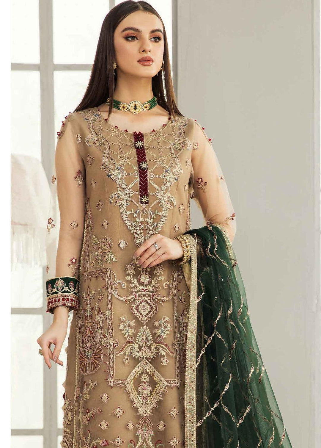 Alizeh Fashion by Bilal Embroidery Embroidered Net Suits Unstitched 3 Piece ABF22F 02 Kehkashan - Formal Collection