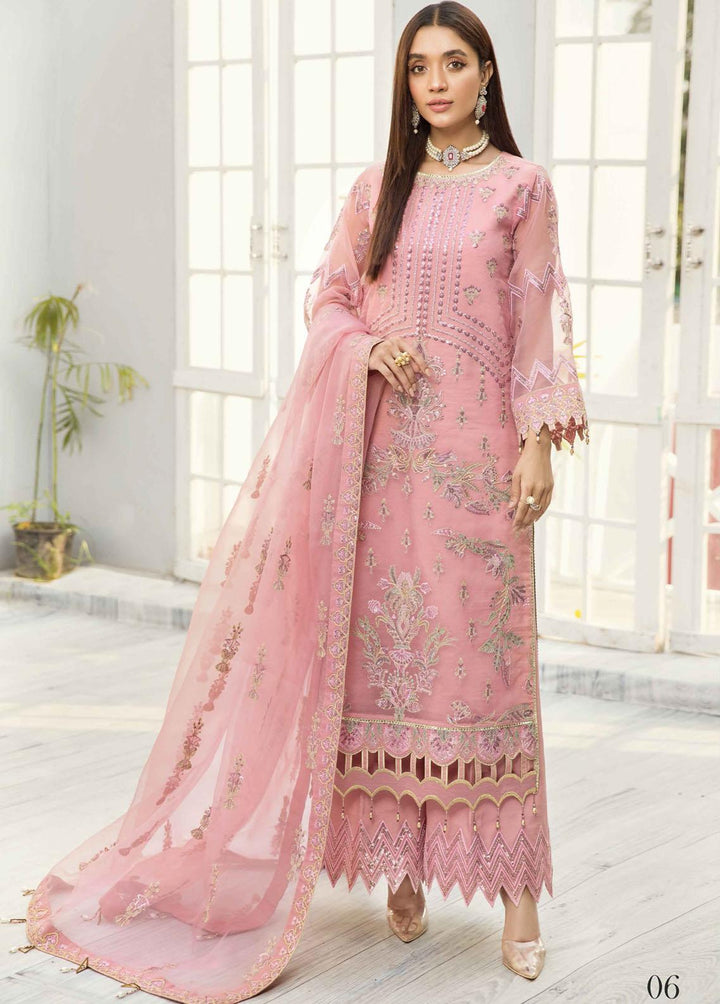 Alizeh Fashion by Bilal Embroidery Embroidered Organza Suits Unstitched 3 Piece ABF22F 06 Mehroze - Formal Collection