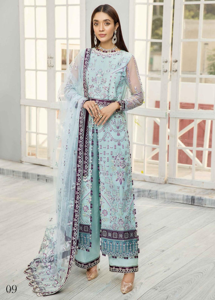 Alizeh Fashion by Bilal Embroidery Embroidered Net Suits Unstitched 3 Piece ABF22F 09 Aabyaan - Formal Collection
