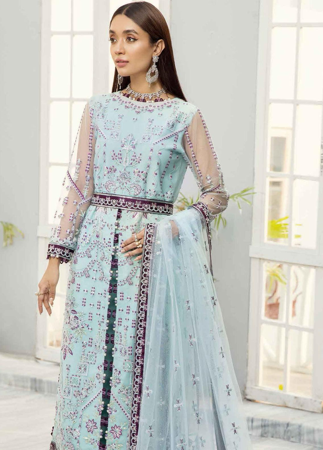 Alizeh Fashion by Bilal Embroidery Embroidered Net Suits Unstitched 3 Piece ABF22F 09 Aabyaan - Formal Collection